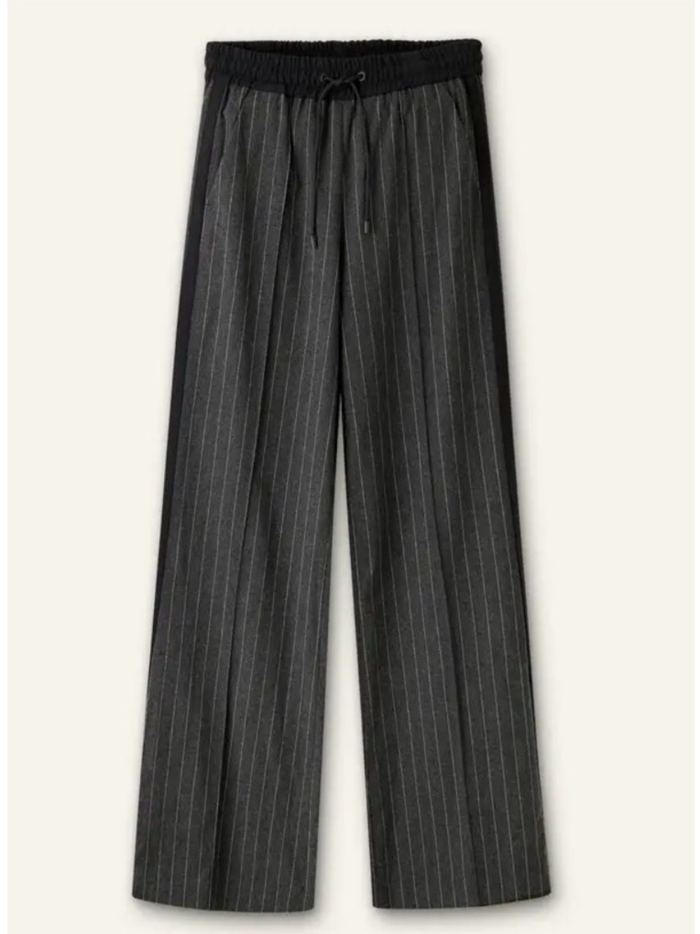 ME+EM Black Pinstripe Wide-Leg Track Pant ✨🤍